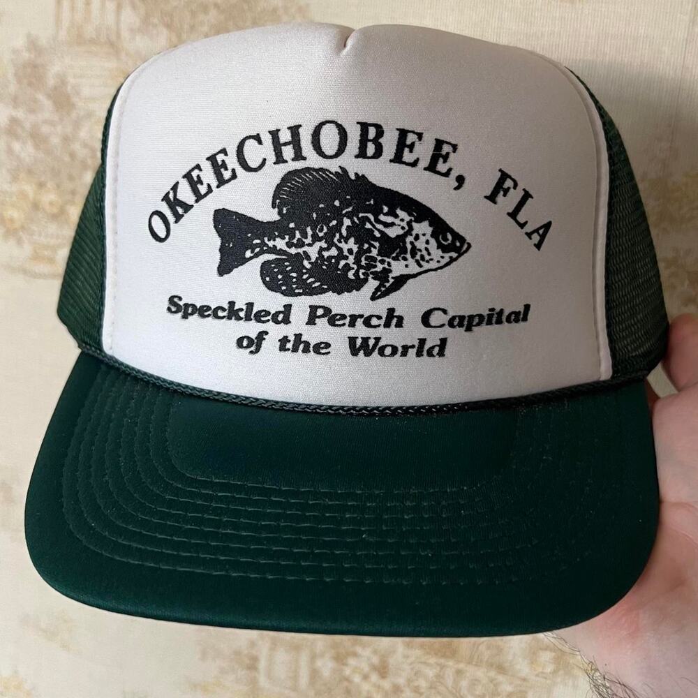 Vintage 90s Okeechobee Florida Perch Trucker Hat | Nissun Snapback | OSFM